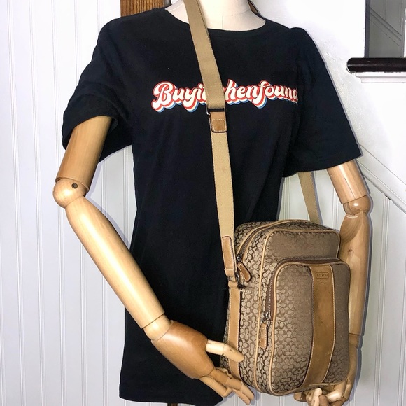 COACH Monogram Canvas & Suede Crossbody Messenger Shoulder Bag UNISEX STYLING - Picture 3 of 15
